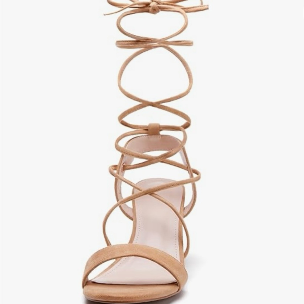 NWB STRAPPY LACE UP HEELED SANDALS - Picture 3 of 13